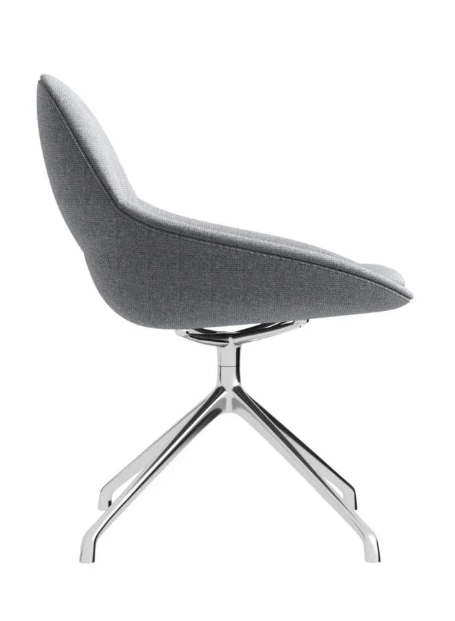 كرسي زوار رمادي عصري بأرجل من الكروم على شكل نجمة - مقعد مريح للمكتب والاستقبال