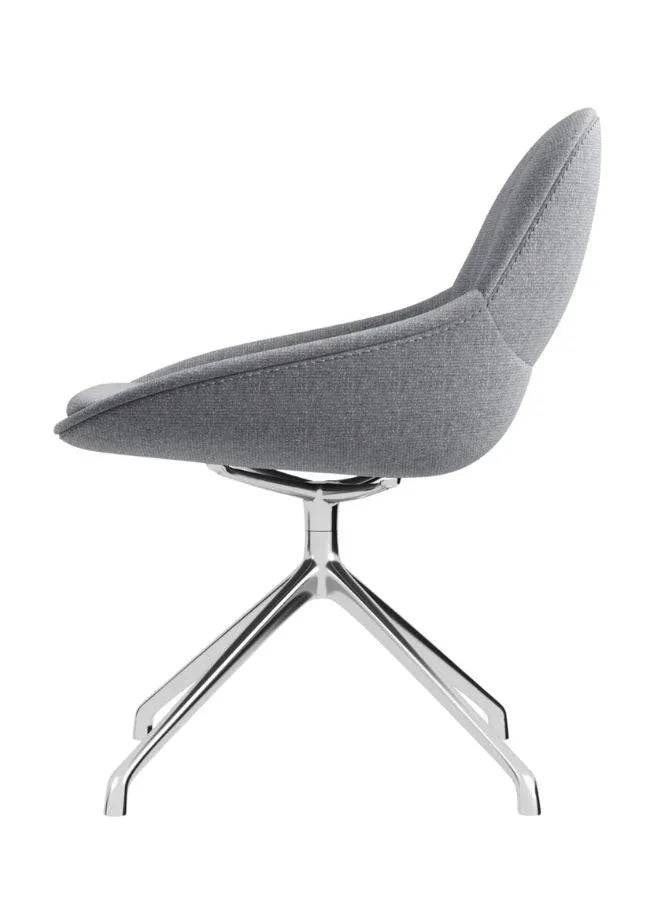 كرسي زوار رمادي عصري بأرجل من الكروم على شكل نجمة - مقعد مريح للمكتب والاستقبال