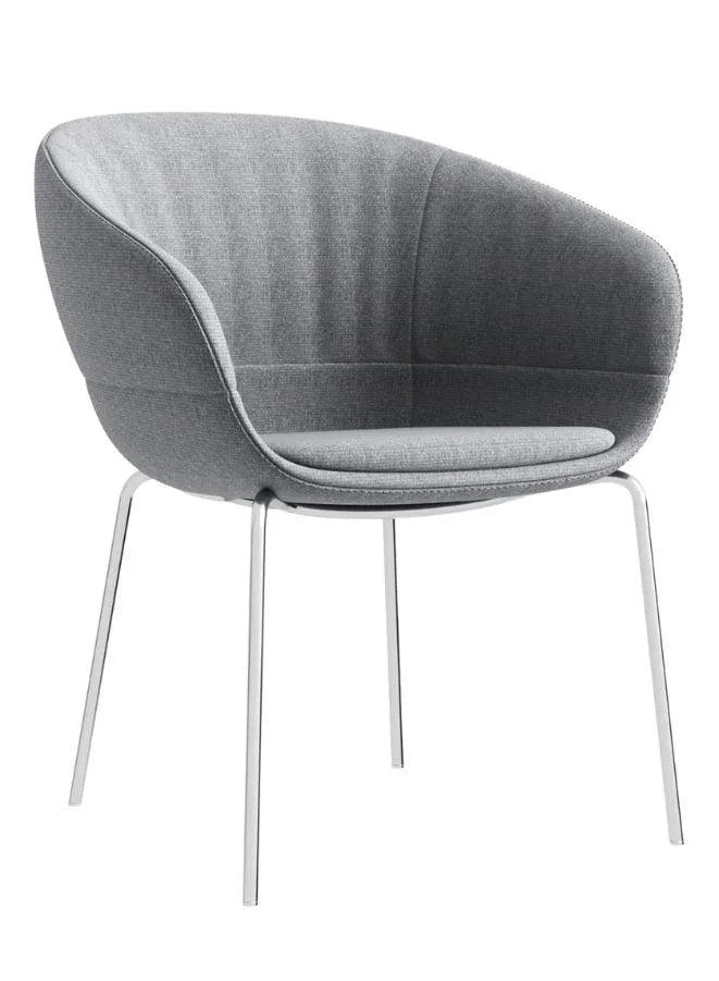 Modern Grey Lounge Chair with Chrome Legs – Comfortable Accent Seating for Office & Waiting Area