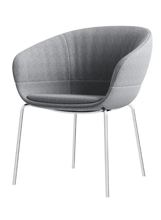 Modern Grey Lounge Chair with Chrome Legs – Comfortable Accent Seating for Office & Waiting Area