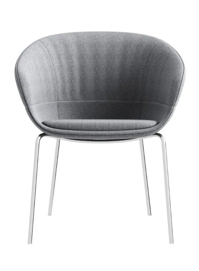 Modern Grey Lounge Chair with Chrome Legs – Comfortable Accent Seating for Office & Waiting Area