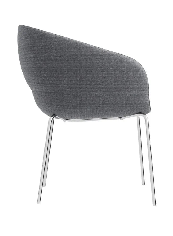 Modern Grey Lounge Chair with Chrome Legs – Comfortable Accent Seating for Office & Waiting Area