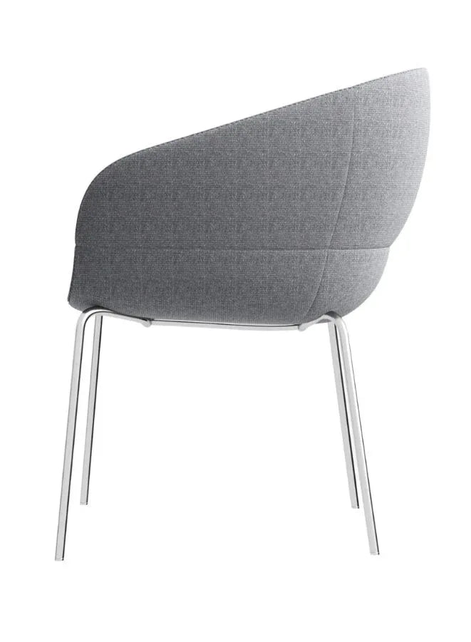 Modern Grey Lounge Chair with Chrome Legs – Comfortable Accent Seating for Office & Waiting Area