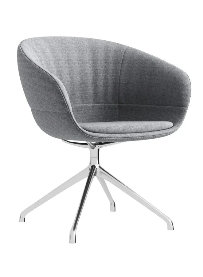 Modern Grey Lounge Chair with Star Chrome Legs – Stylish Accent Chair for Office & Reception Use