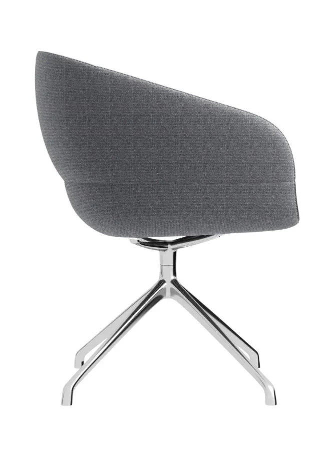 Modern Grey Lounge Chair with Star Chrome Legs – Stylish Accent Chair for Office & Reception Use
