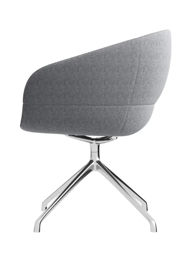 Modern Grey Lounge Chair with Star Chrome Legs – Stylish Accent Chair for Office & Reception Use