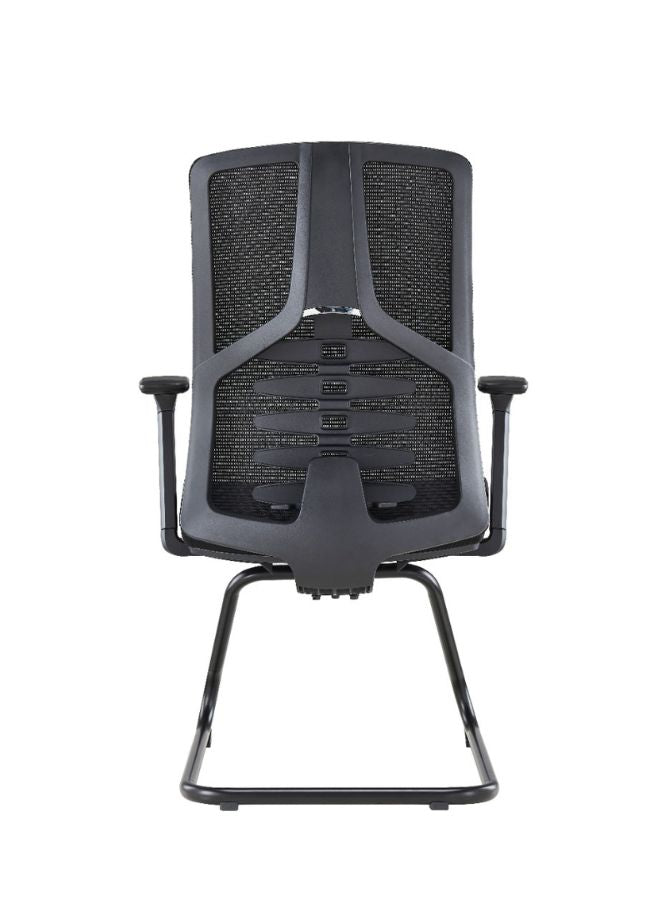 Black office chair with mesh back on a white background