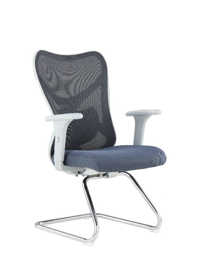 Modern office chair with gray mesh back and seat on a white background