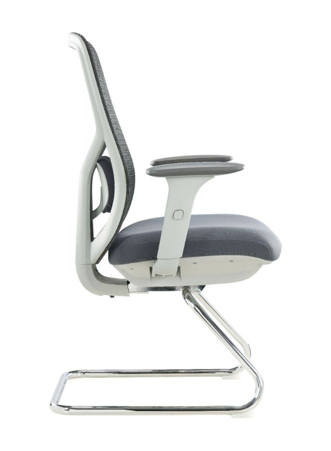 Gray office chair with a white frame on a white background