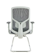 Ergonomic office chair with mesh backrest on a white background