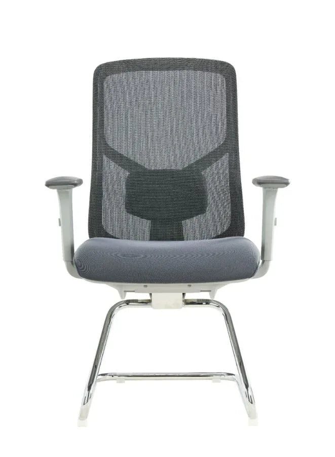 Ergonomic office chair with mesh backrest and gray seat on a white background