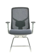 Ergonomic office chair with mesh backrest and gray seat on a white background
