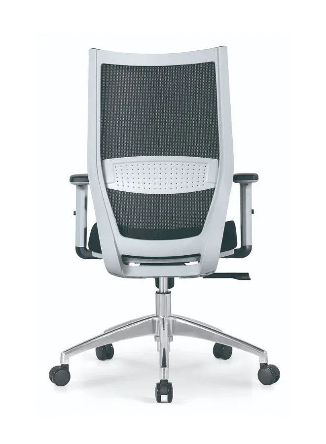 Modern office chair with mesh back and seat on a white background