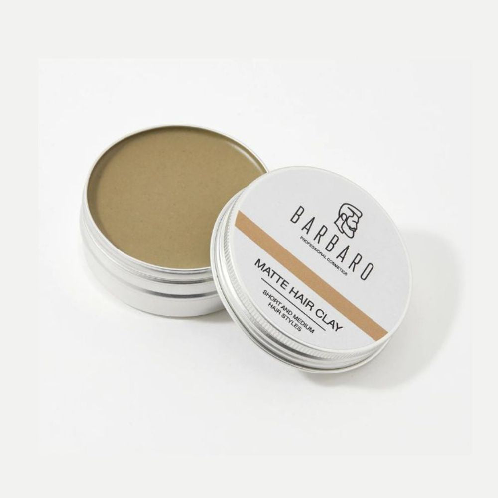 Barbaro Matte Hair Clay for Men, 60 g – Strong Hold Hair Styling Clay with Natural Bentonite, Matte Finish & Volume Boost – Best for Short & Medium Hair