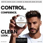 Barbaro Matte Hair Clay for Men, 60 g – Strong Hold Hair Styling Clay with Natural Bentonite, Matte Finish & Volume Boost – Best for Short & Medium Hair