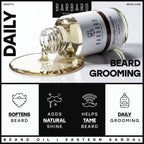 Barbaro Eastern Sandal Beard Oil – Natural Beard Growth & Softening Oil with Macadamia, Argan, Almond & Castor Oils for Nourished Beard & Skin, 30ml