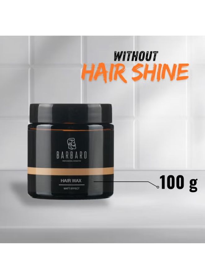 Barbaro hair wax jar with 'Without Hair Shine' text on a white background