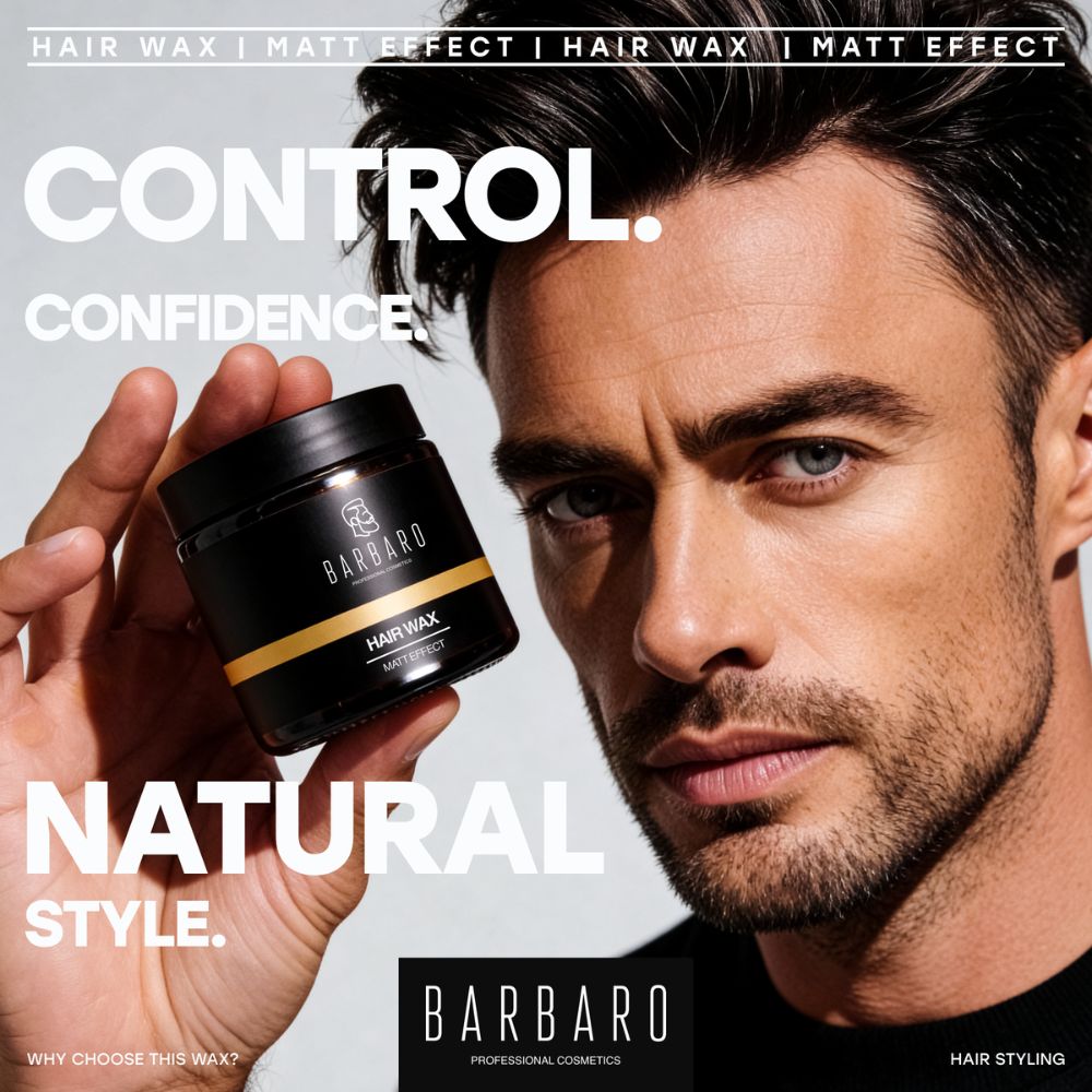 Barbaro Matte Hair Styling Wax – Flexible Strong Hold Wax for Men with Natural Matte Finish, Textured Definition & Sandalwood Aroma – 100g