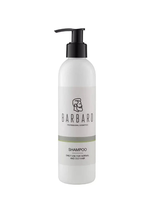 Barbaro shampoo bottle with pump on a white background