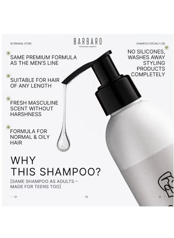 Barbaro shampoo bottle with pump on a white background