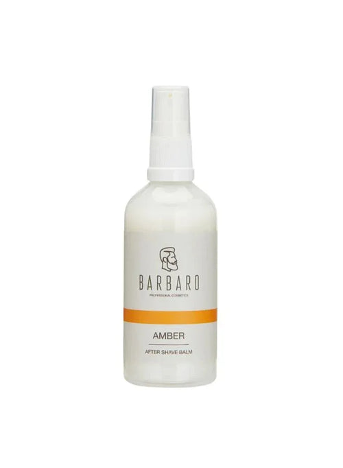 Barbaro Amber after shave balm bottle on a white background