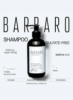 Barbaro shampoo bottle with label on a white background