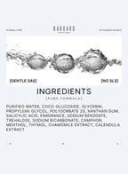 Barbaro shampoo ingredients list on a white background