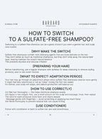 Instructions on how to switch to a sulfate-free shampoo from Barbaro on a white background