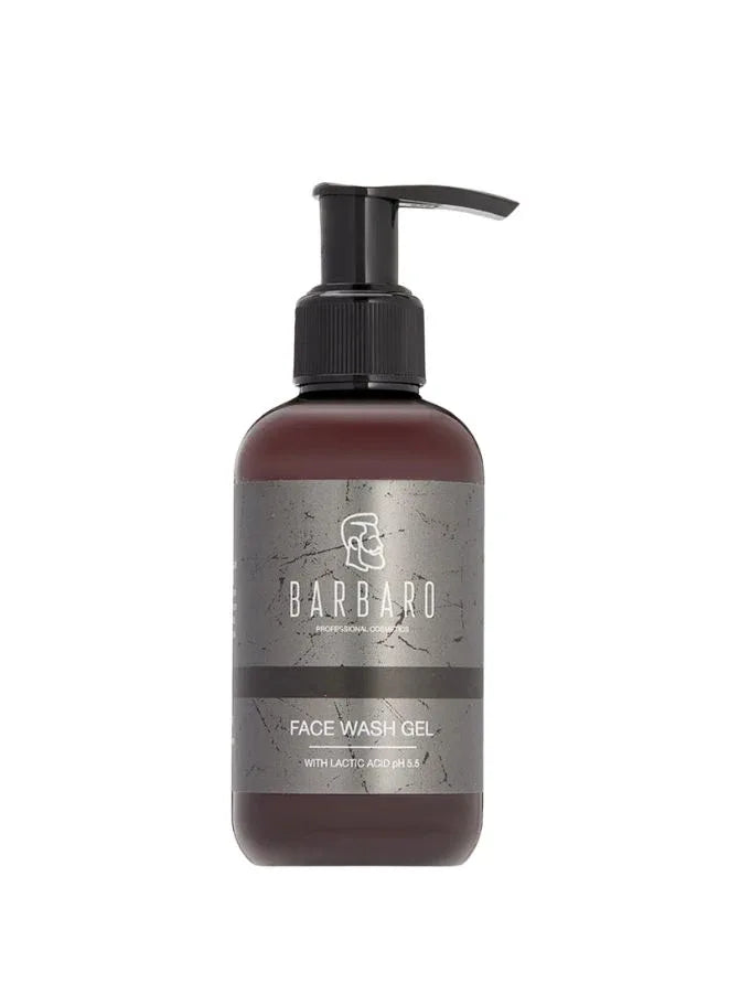 Barbaro Men’s Face Wash Gel with Lactic Acid – Natural Cleansing Gel for Beard Care & Sensitive Skin, 150 ml