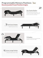 FlexiSpot Adjustable Bed Base with Head & Foot Incline, Durable Motorized Steel Frame, Wired Remote Control, Multiple Height Legs & Synchronized Adjustment for Customized Comfort