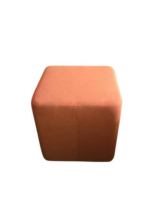 Fatio Cushioned Fabric Stool | Orange | High-Density Foam Seat for Lobby, Living Room & Visiting Areas