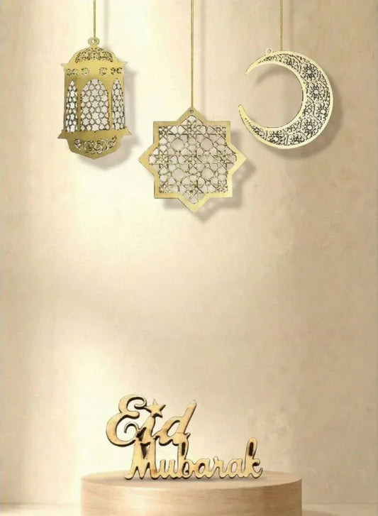 Wooden Eid Decoration English Alphabet Crafts DIY Letters for Eid Mubarak Festival Themed Materials