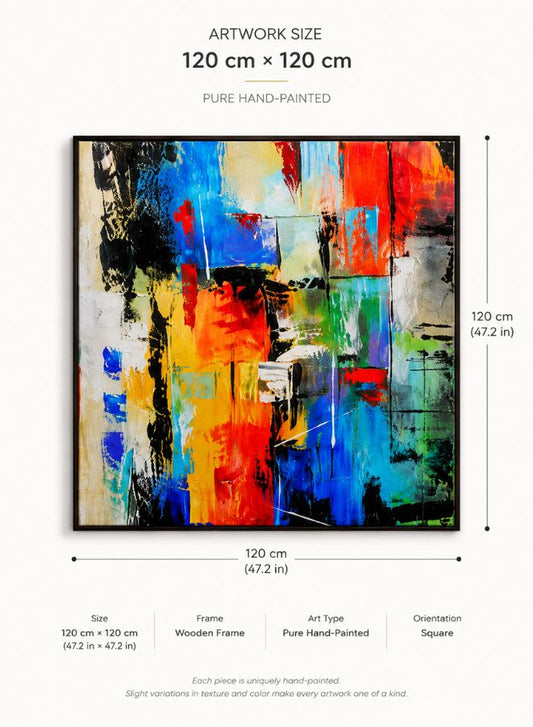 Harmony in Motion | Original Hand-Painted Abstract Wall Art | 120 × 120 cm