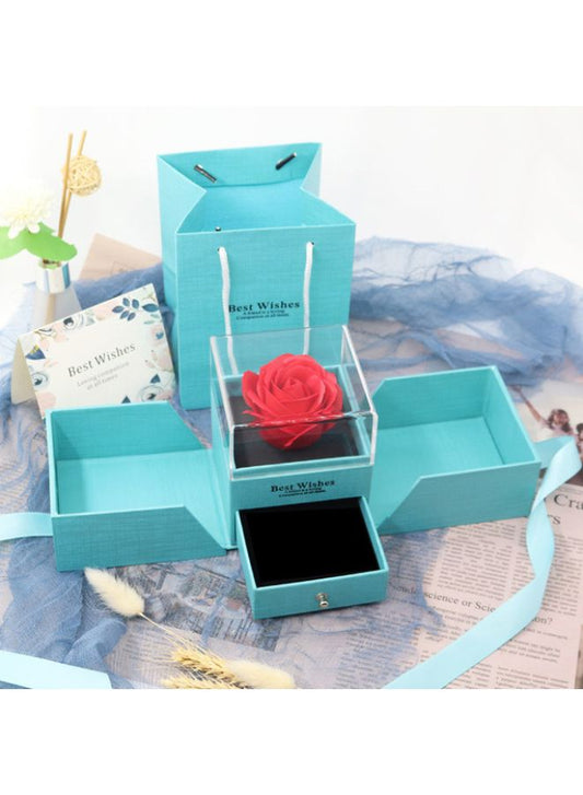 Elegant Blue Jewelry and Keepsake Gift Box: A Treasure Trove of Style and Function(Without Necklace)