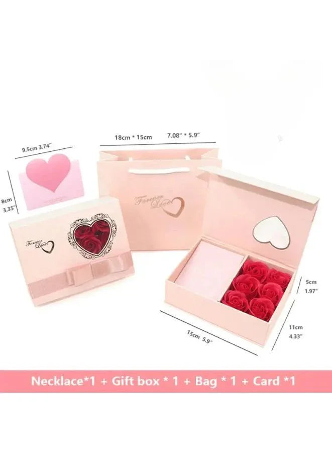 Mother’s Day Jewelry Gift Set with Rose-Themed Gift Box & Stylish "Mom” Necklace – A Meaningful Gift for Mom
