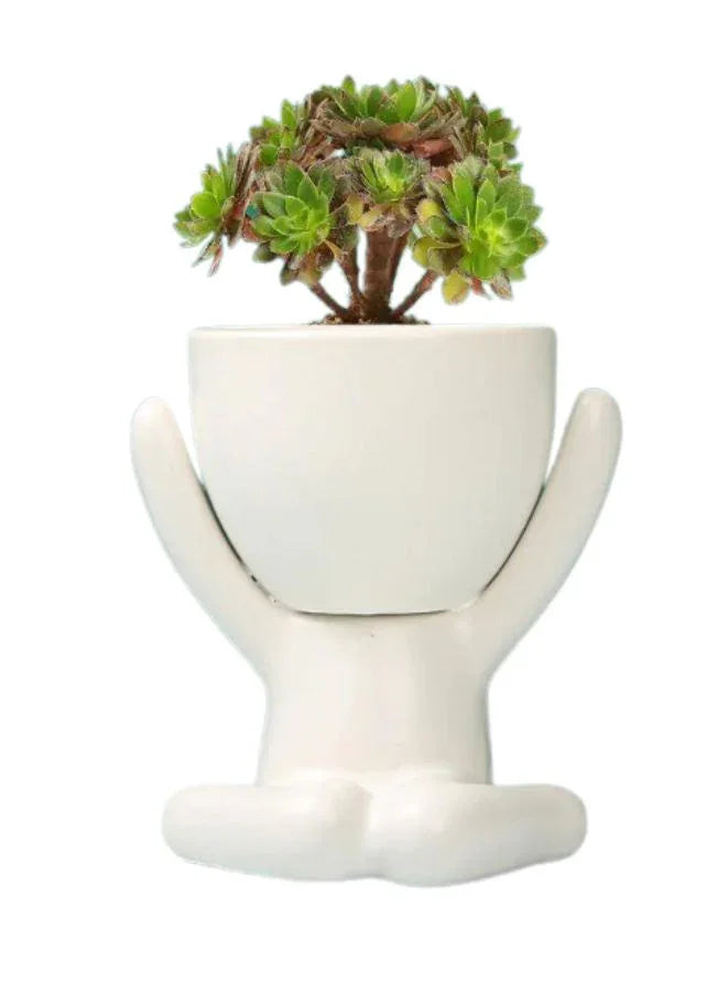 Mini Human-Shaped Ceramic Succulent Plant Pot – Creative Cactus Planter for Desk, Office, and Home Decoration
