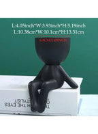 أصيص نباتات خزفي صغير على شكل إنسان - أصيص صبار أسود مزخرف للنباتات العصارية والمكتب وديكور غرفة المعيشة (النبات غير متضمن)