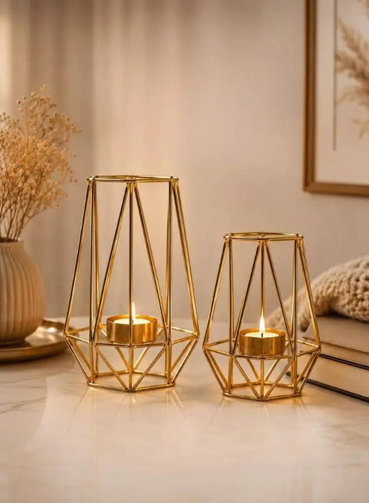 Elegant Metal Candle Holder - Stylish and Functional Home Decor Accent (Gold Color)