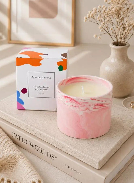 Delicate Glass Jar Pink Rose Scented Candle - Romantic Floral Elegance - Long-lasting Fragrance