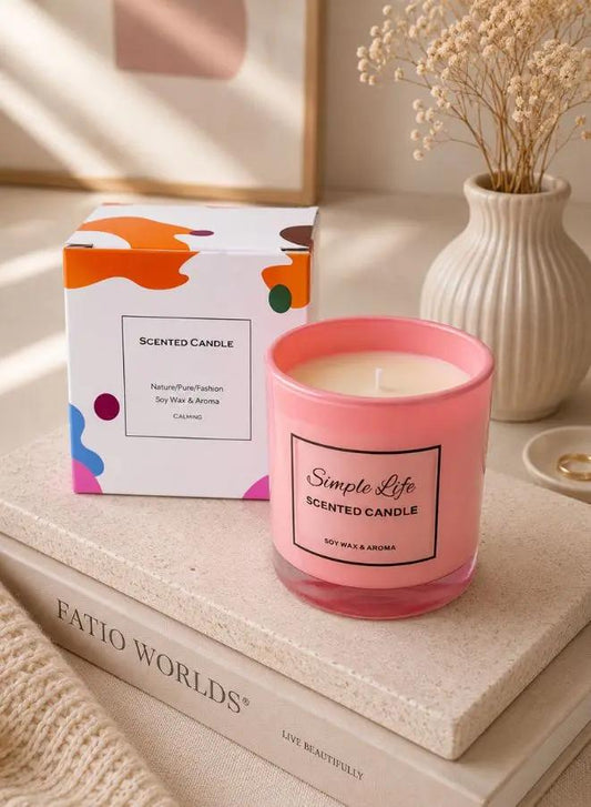 Soy Wax Scented Candle in Glass Jar – Rose & Lavender | 200g, ~40 Hours Burn Time