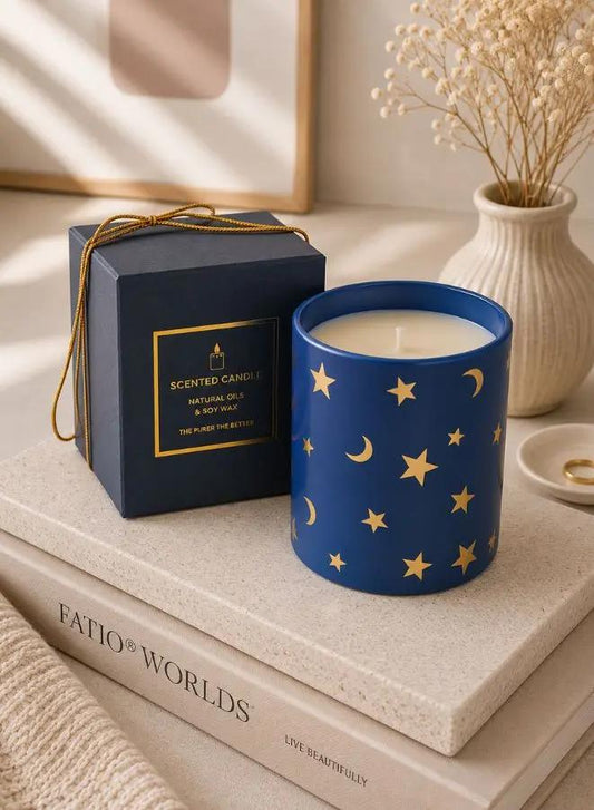 Soy Wax Scented Candle in Glass Jar – Oud & Vanilla Coconut | 250g, 45–48 Hours Burn Time
