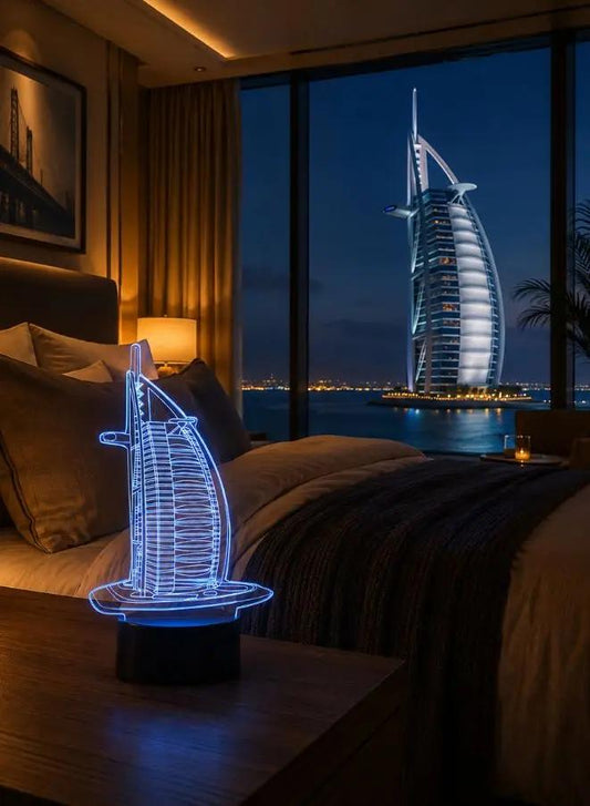 Burj Al Arab 3D Acrylic LED Night Light – 16 Colours with Remote Control