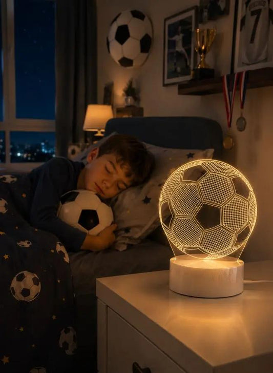 3D Football Acrylic Night Light with Acrylic/ABS Base for Bedroom, Home Decoration