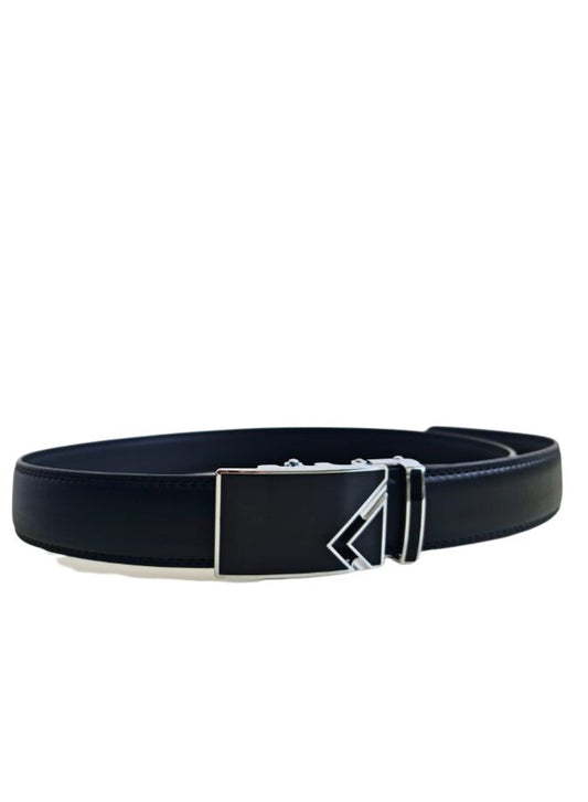 Men's Casual Black Leather Belt, Adjustable Ratchet Belt Automatic Buckle