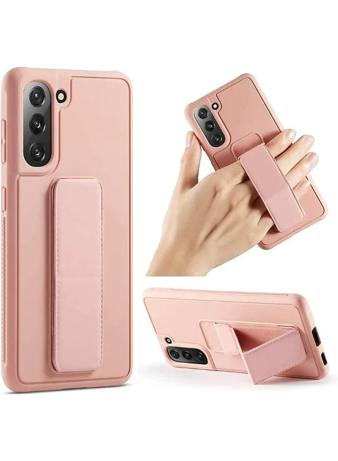 Samsung Galaxy S21 FE مع حامل وحامل مغناطيسي، حامل متعدد من السيليكون الفاخر لحزام اليد الرأسي والأفقي