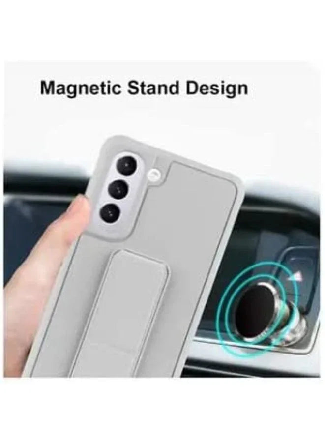 Samsung Galaxy S21 مع حامل وحامل مغناطيسي، حامل متعدد من السيليكون الفاخر لحزام اليد الرأسي والأفقي