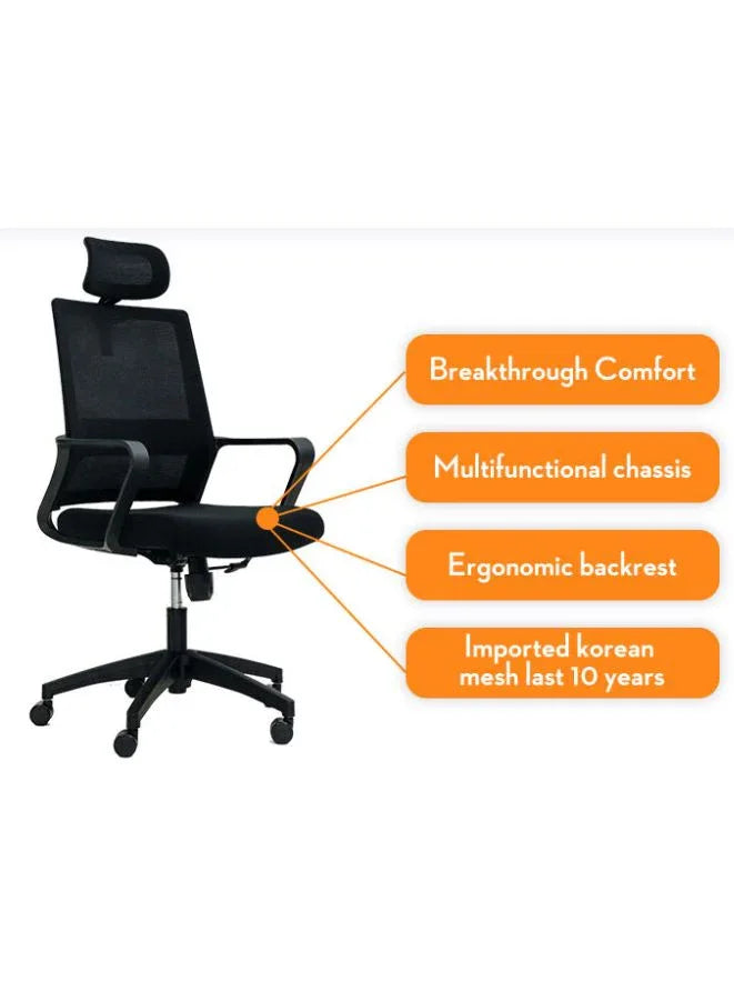 Black Frame Ergonomic Swivel Office Mesh Chair, Comfortable and Stylish for Office, Home and Shops