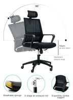 Black Frame Ergonomic Swivel Office Mesh Chair, Comfortable and Stylish for Office, Home and Shops