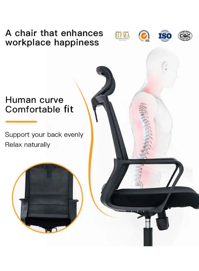 Black Frame Ergonomic Swivel Office Mesh Chair, Comfortable and Stylish for Office, Home and Shops