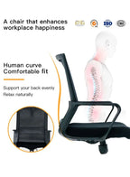 كرسي مكتب شبكي دوار مريح بإطار أسود بدون مسند للرأس، مريح وأنيق للمكتب والمنزل والمحلات التجارية